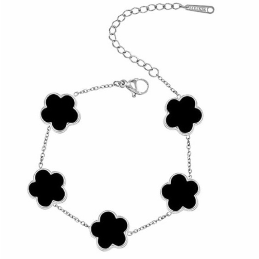⭐️FINAL PRICE Stainless Steel Black Flower Bracelet
